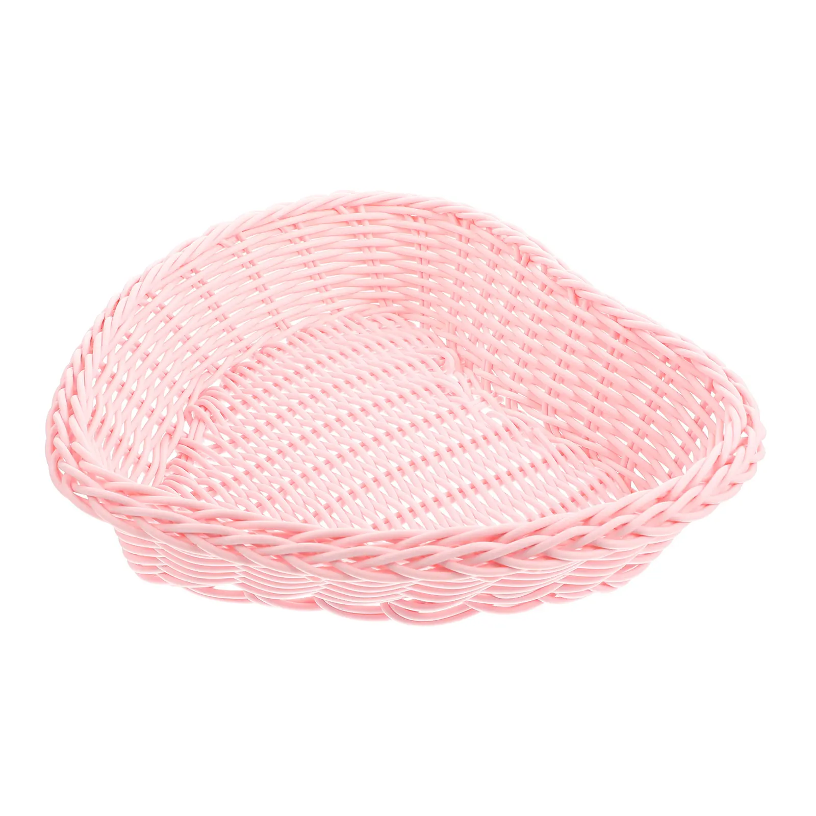 Heart Shape Design Basket Natural Color Lightweight Food Serving Basket Desktop Snack Storage Tray Decorative Woven Plastic