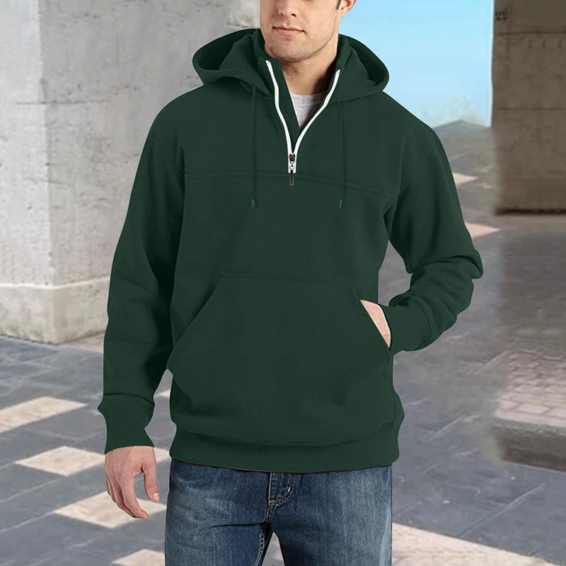 Outdoor Casual Men Hoodies Spring Retro Solid Color Men's Hooded Sweatshirts Zipper Drawstring Long Sleeve Pullover Clothes Tops