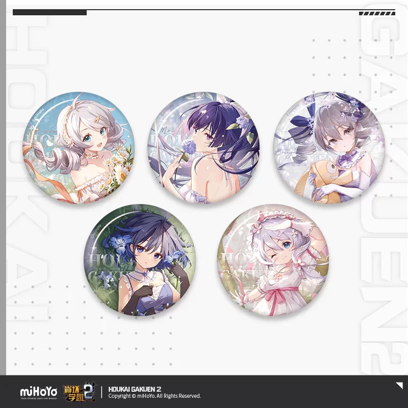 Official Houkai Gakuen 2 Gaming Merchandise Cartoon Characters Cosplay Raiden Mei Kiana Kaslana Tinplate Badges