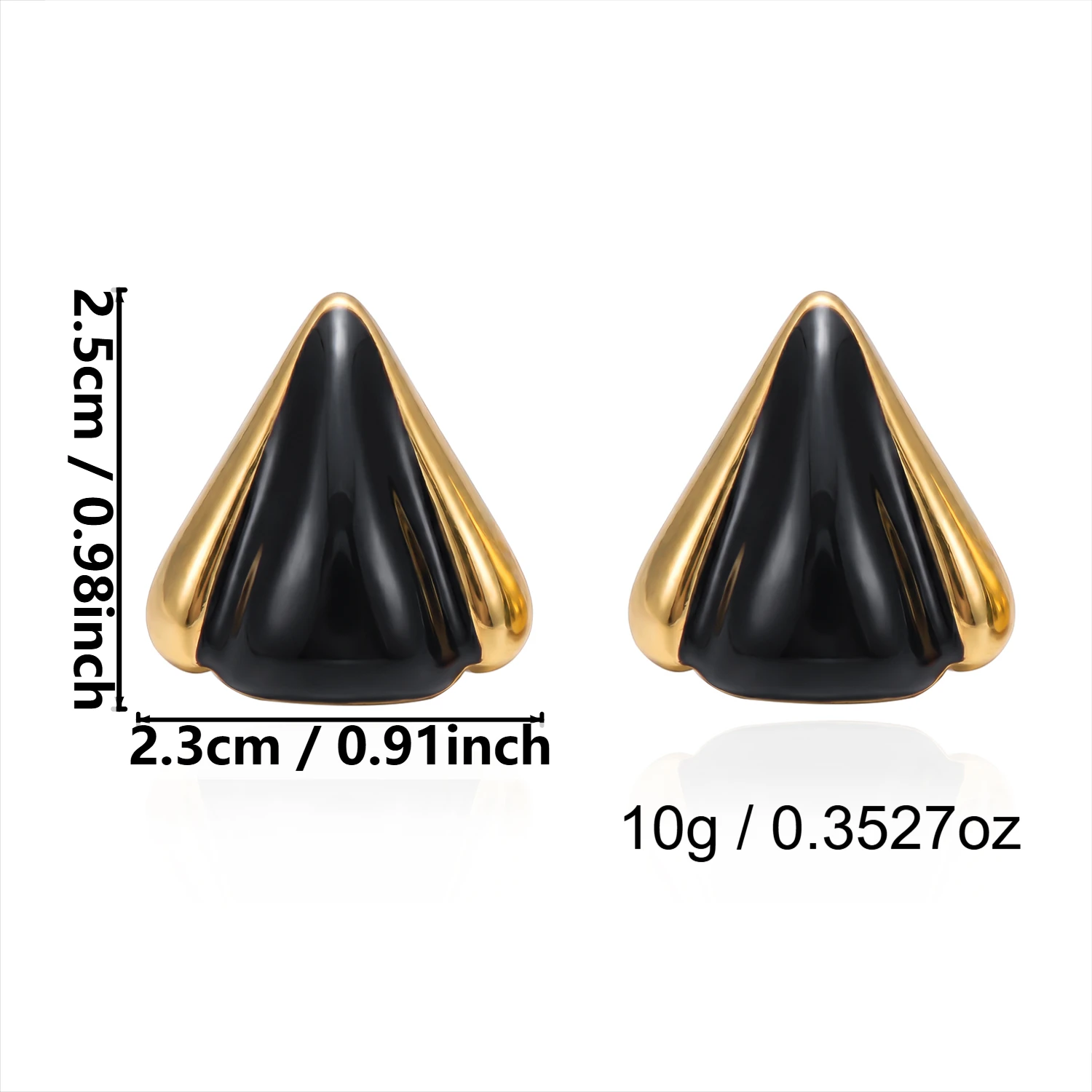 Klobige Vintage Schwarze Edelstahl-Ohrstecker für Frauen Unregelmäßige Geometrische Vergoldete Ohrringe Wasserfester Ohrschmuck – Detail 11