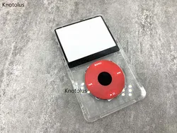 clear transparent plastic front faceplate housing case cover red clickwheel black center button fr iPod 5th video 30gb 60gb 80gb