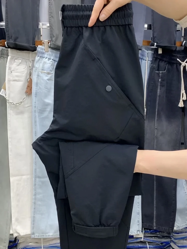 

Men's Summer Qui Dry Loose Cuffed Casual Pants Breathable Comfortable Sports Nine Point Workwear Trousers Youth Faion