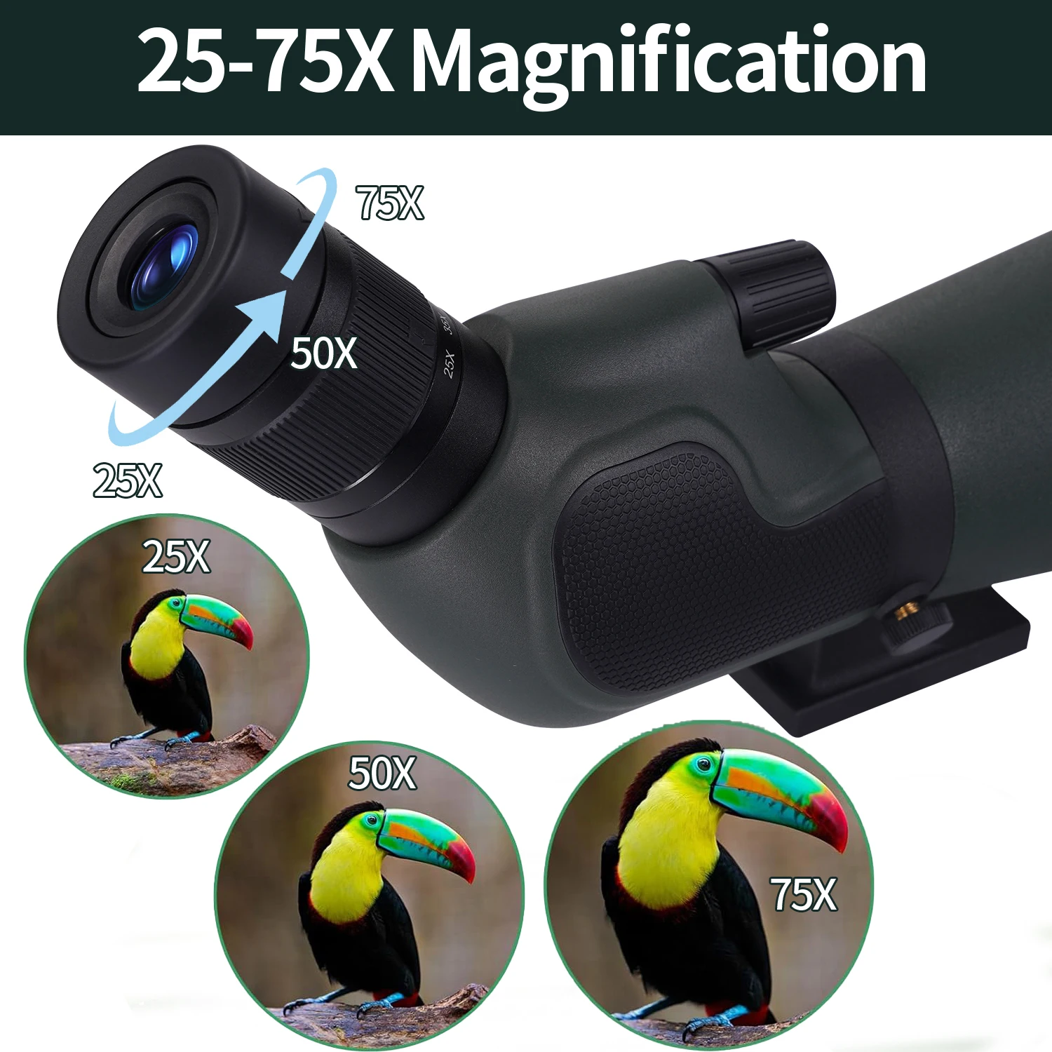 25-75x80 Upgrade Spotting Scope HD Large Field Powerful Zoom Monocular Telescope FMC BAK4 for Bird Watching Camping Outdoor