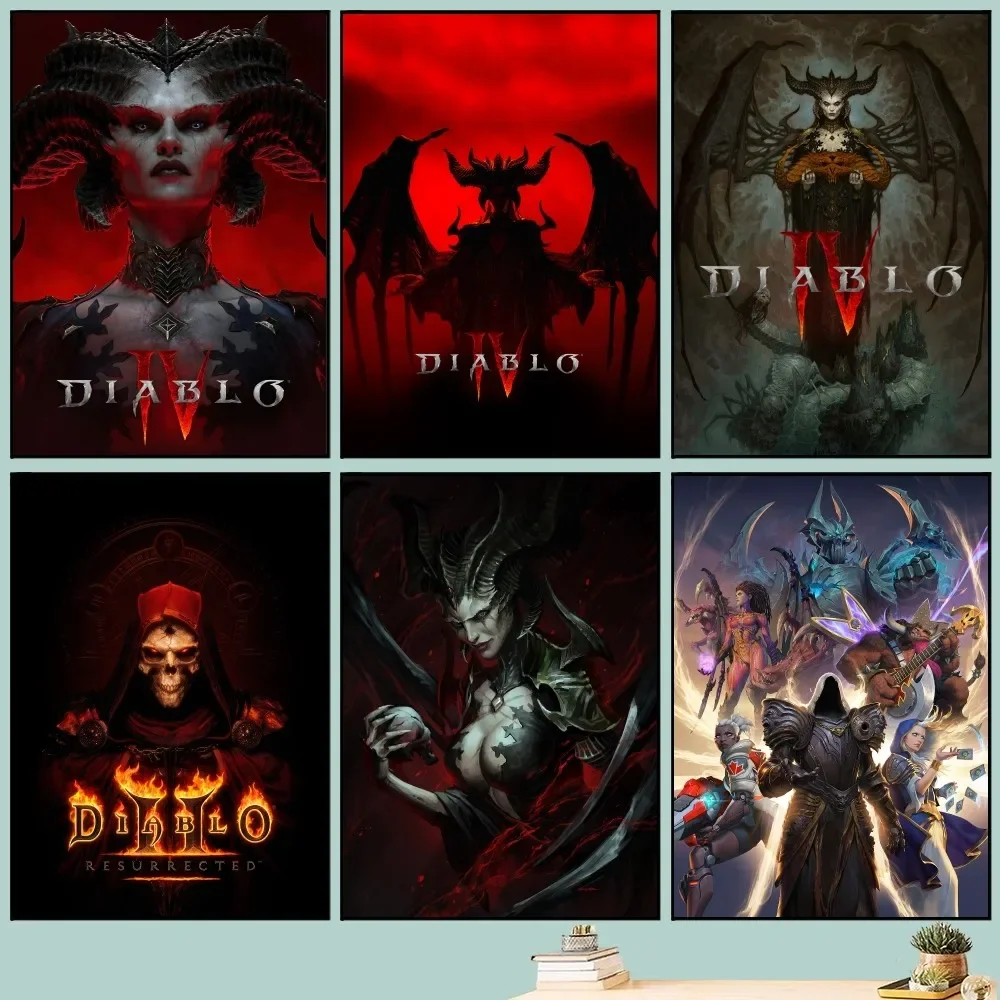 Póster de videojuego Diablo IV, arte autoadhesivo, póster pequeño de calidad HD, arte de pared, pintura, decoración de pared de estudio
