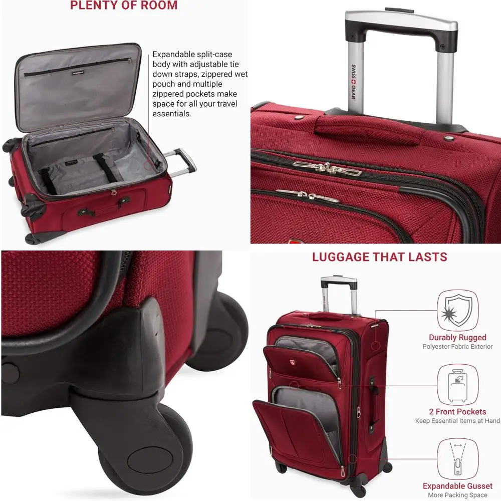

SwissGear Sion Medium Expandable Suitcase with 360° Wheels, 25, Ideal for 1-7 Day Travels in Burgundy