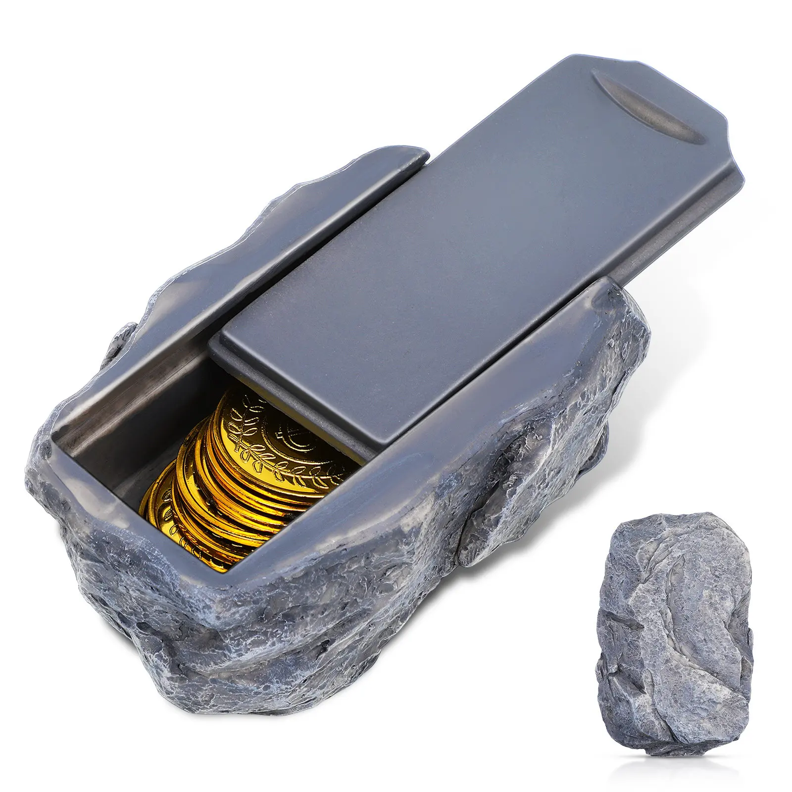 

Stone Key Storage Box Outdoor Garden Key Holder Resin Simulation Rock Decor Hidden Compartment for Spare Keys House Door