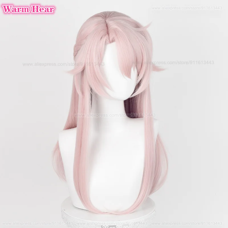 Jiao Qiu Synthetic Wig Anime HSR Long 68cm Pink Gradient Cosplay Anime Wig Jiaoqiu Heat Resistant Hair Halloween Wigs + Wig Cap