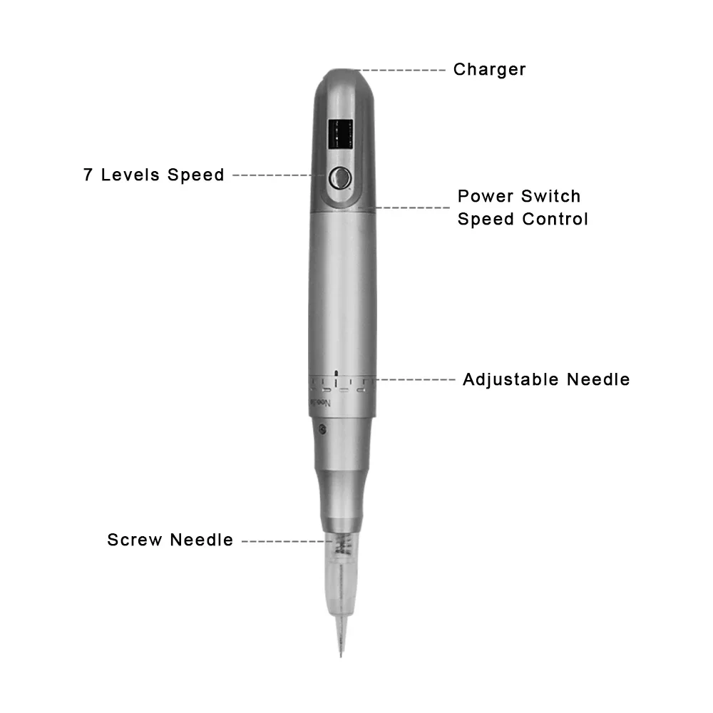 7 levels speed digital eyebrow eyeline lips MTS tattoo machine with stand