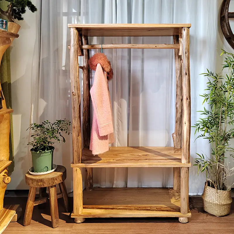 Wabi Sandy Wind All Solid Wood Floor Hanger Living Room Bedroom Coat Rack Shelf
