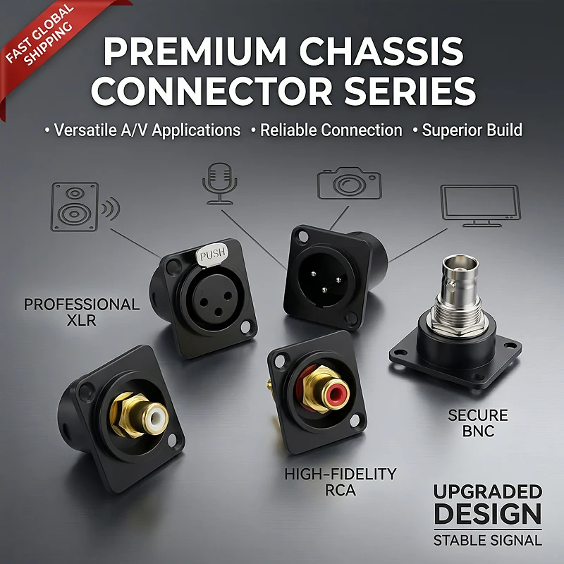 D-Type Panel Mount Connectors Kit – XLR, RCA, BNC Audio & Signal Jacks for Pro Audio, Broadcast & Industrial Equipment - view 3