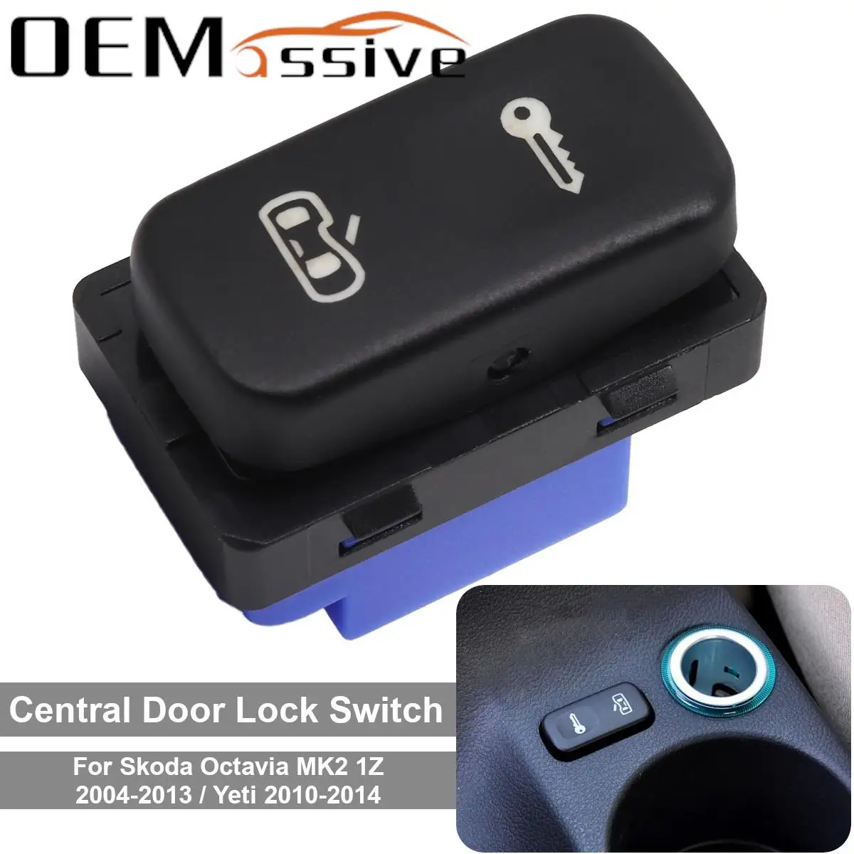 For Skoda Octavia Mk2 Car Central Door Lock Black Switch Button 1Z0962125A 2004 2005 2006 2007 2008 2009 2010 2011 2012 2013