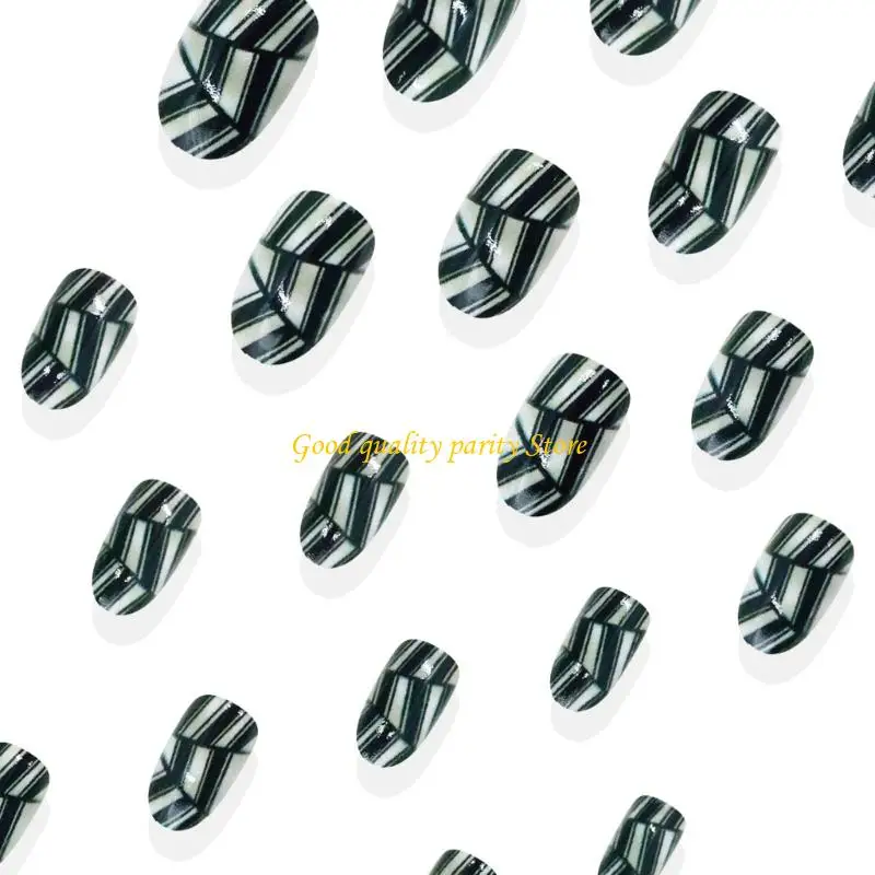 M4YA Split Stripes Oval Fake 24 Größen Strasssteine ​​verziert Abstract Design Einfaches Anwendungsset