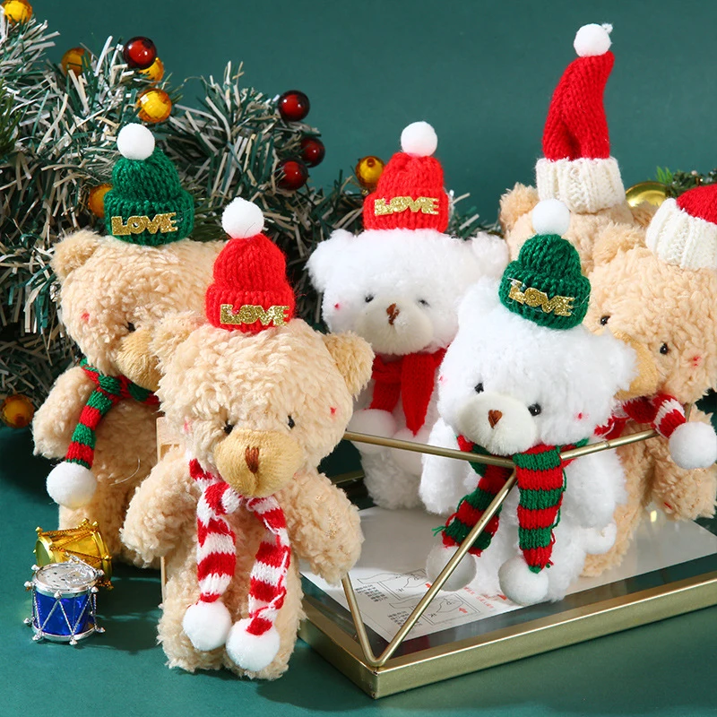 Orso di Natale Bambole di peluche Peluche Natale Simpatico cuscino di Natale Giocattoli di peluche Regali di Natale Ciondolo portachiavi con ciondolo borsa Kawaii