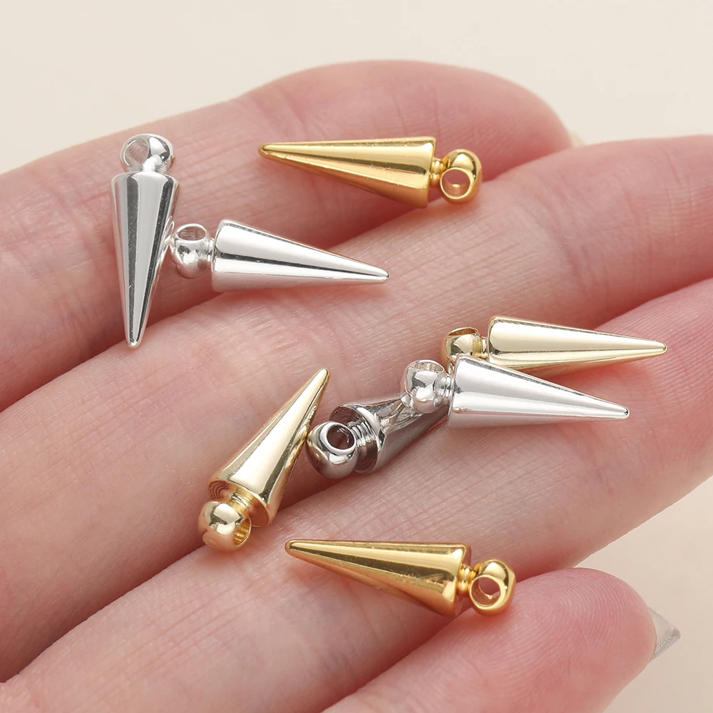5Pcs/Lot 14/18K Gold Color Plated Cone Shape Charms Pendants for DIY Women Earring Necklace Jewelry Making Accessories