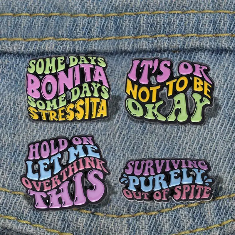 Colorful Quotes Saying Enamel Pins Custom Overthinker It's OK Brooches Lapel Badges Funny Jewelry Gift for Kids Friends