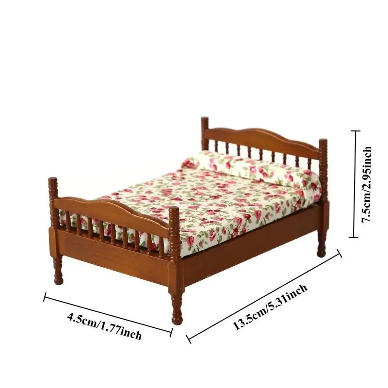 1:12 Dollhouse Miniature Bed Bedroom Study Room Decoration Furniture Model