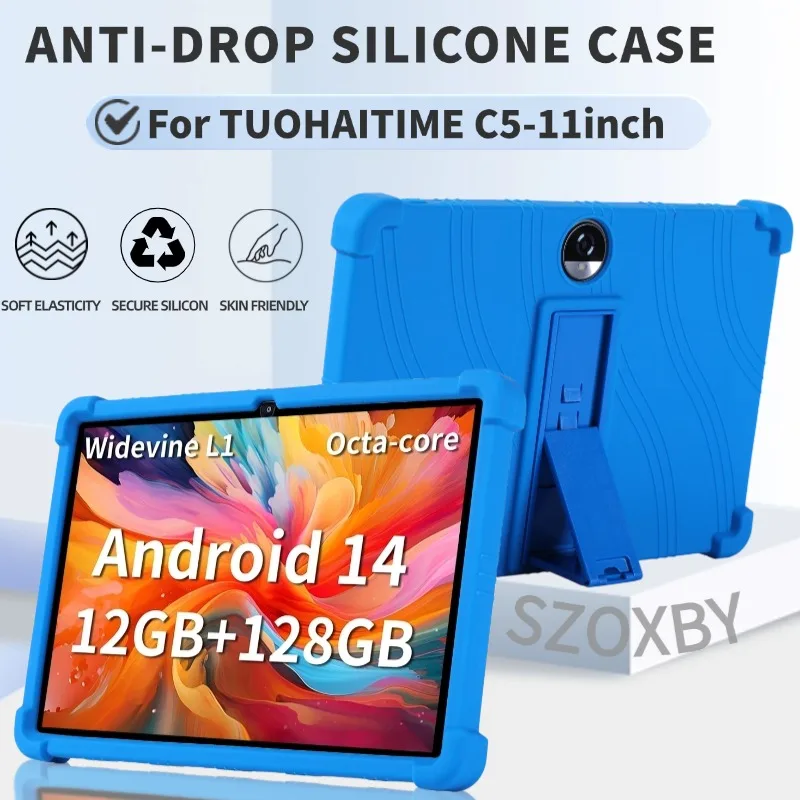 

ForTUOHAITIME C5 Android 14 планшетов 11 дюймов противоударный чехол TUOHAITIME JZB-PTB-LAN мягкая силиконовая подставка защитный чехол