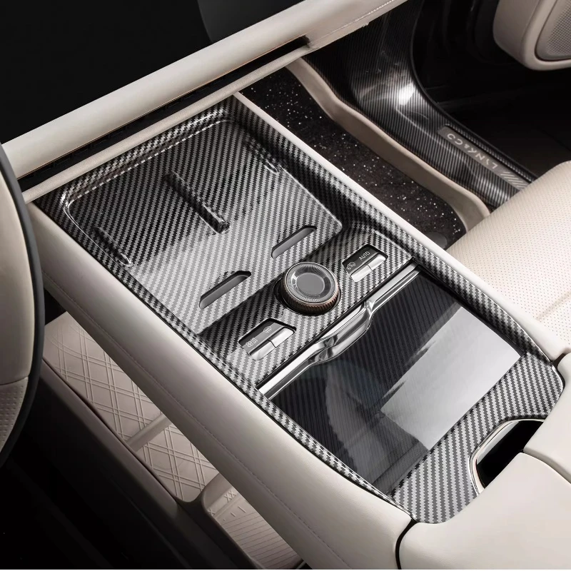 

For LYNK&CO 900 ABS Carbon fiber texture central control gear frame full packaging decorative frame anti scratch protection