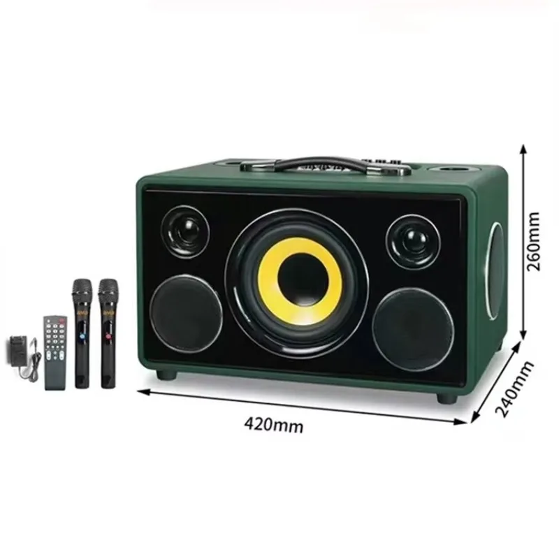 6.5 Inch Wooden Wireless Bluetooth Speaker With Mic Stereo Bass Home Theater Party Karaoke Audio System