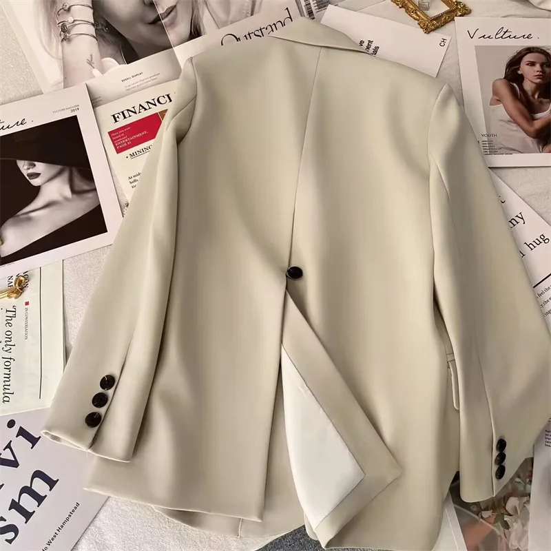 AW New Temperament Slim Blazers Women Spring Autumn Elegant Versatile Back Split Suit Jacket Single Breasted Loose Casual Coat
