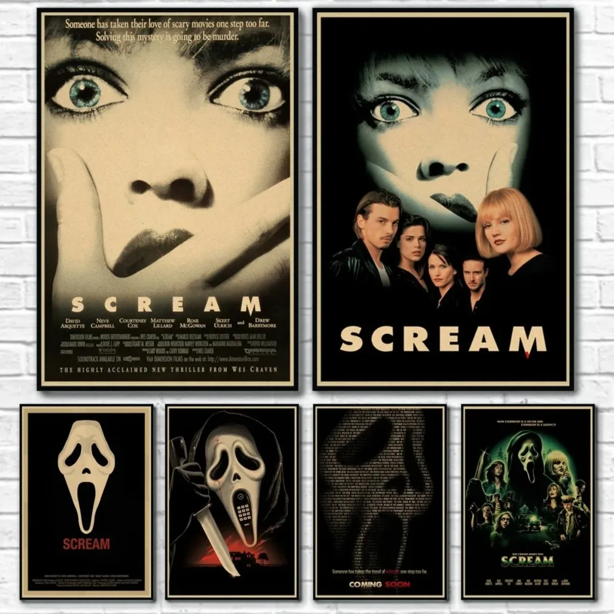 1pc Classic Horror Thriller Movie ScreaM Retro Poster Sticky Wall Art Printing  Home Living Bed Room Aesthetic Decor