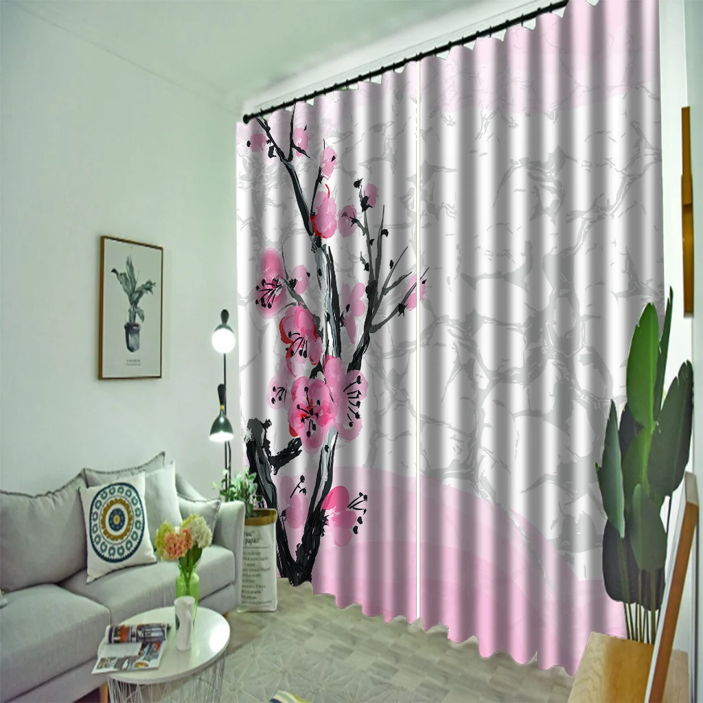 

3D Printed Waterproof Shower Curtain pimk flowser curtains 3D Printing Shower Curtain Polyester Waterproof