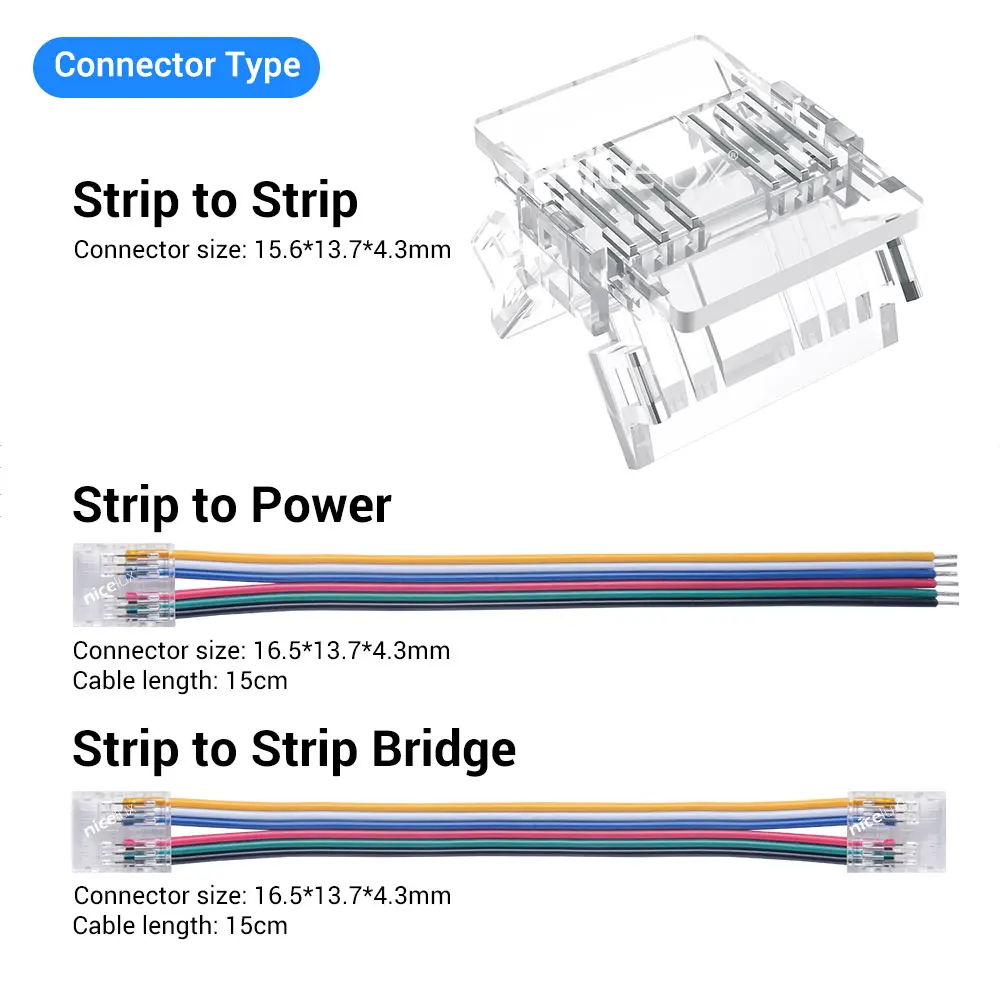 Connettore LED a 6 Pin 12mm COB LED Strip 24V connettore angolare universale per mobili connettore striscia LED IP20 morsettiera a filo