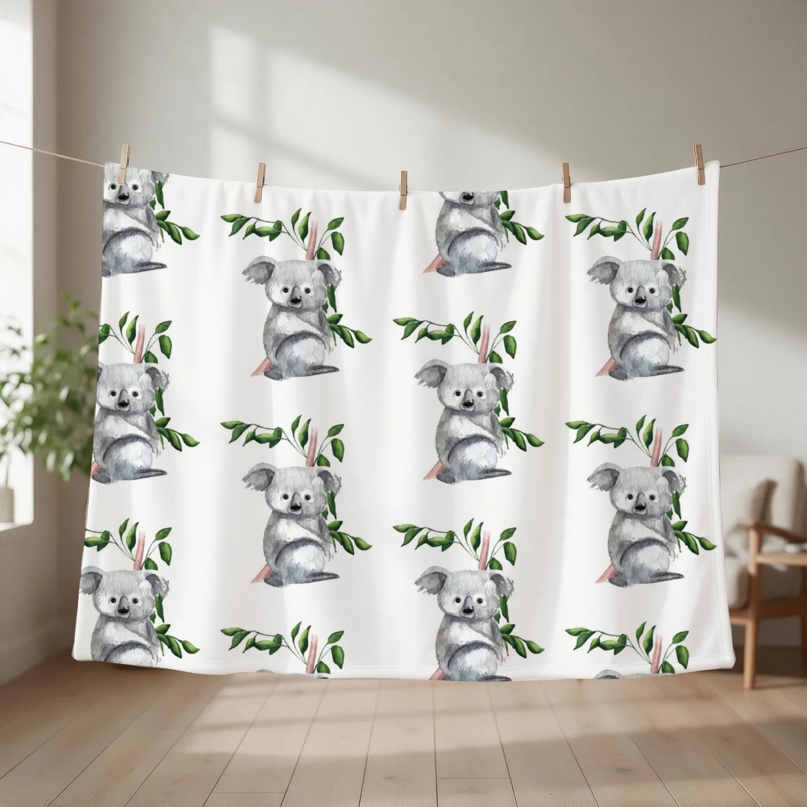 Australian Native Koala Bear Throw Blanket couch cozy soft plush fuzzy picnic outdoor blanket