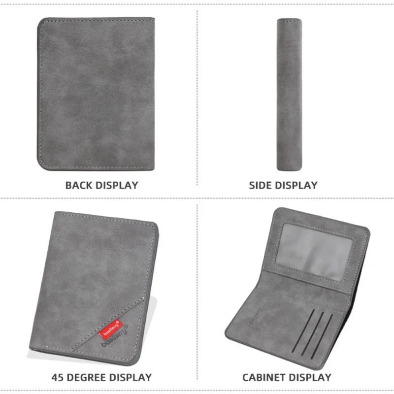 محفظة قصيرة جديدة للرجال، مشبك نقود متعدد الوظائف غير لامع قابل للطي، حامل بطاقات بسيط متعدد الفتحات