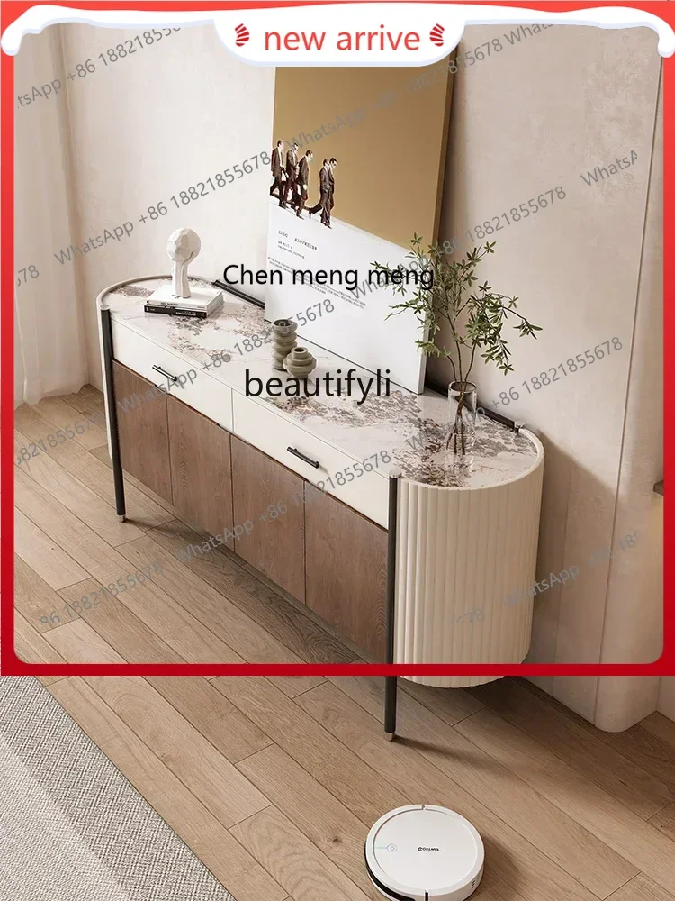 SS Solid wood dining side cabinet Modern light luxury rock slab drawer chest  Home living  storage furniture Entrance cabinet748