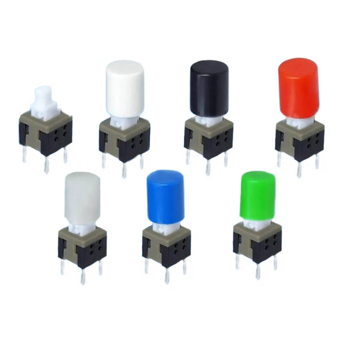 

100pcs 6*7mm Self Locking Switch Cap Round Button Square Hole Switches Cover for Height 5.8/7/8/8.5mm Self Lock Buttons