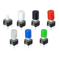 100pcs 6*7mm Self Locking Switch Cap Round Button Square Hole Switches Cover for Height 5.8/7/8/8.5mm Self Lock Buttons