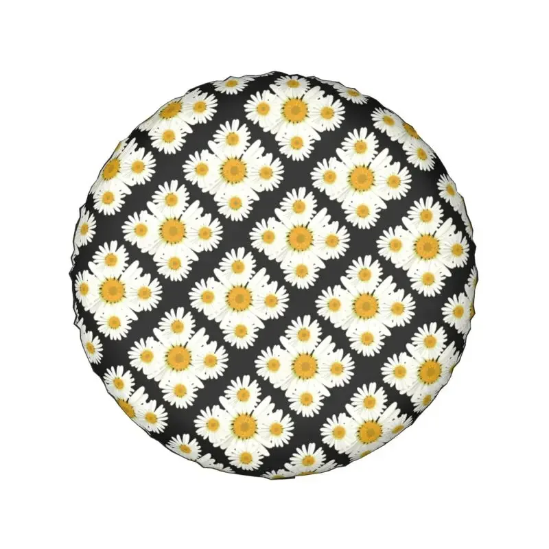 Daisy Diamond Pattern Spare Tire Cover for Jeep Mitsubishi Pajero Flowers SUV RV Camper Car Wheel 14