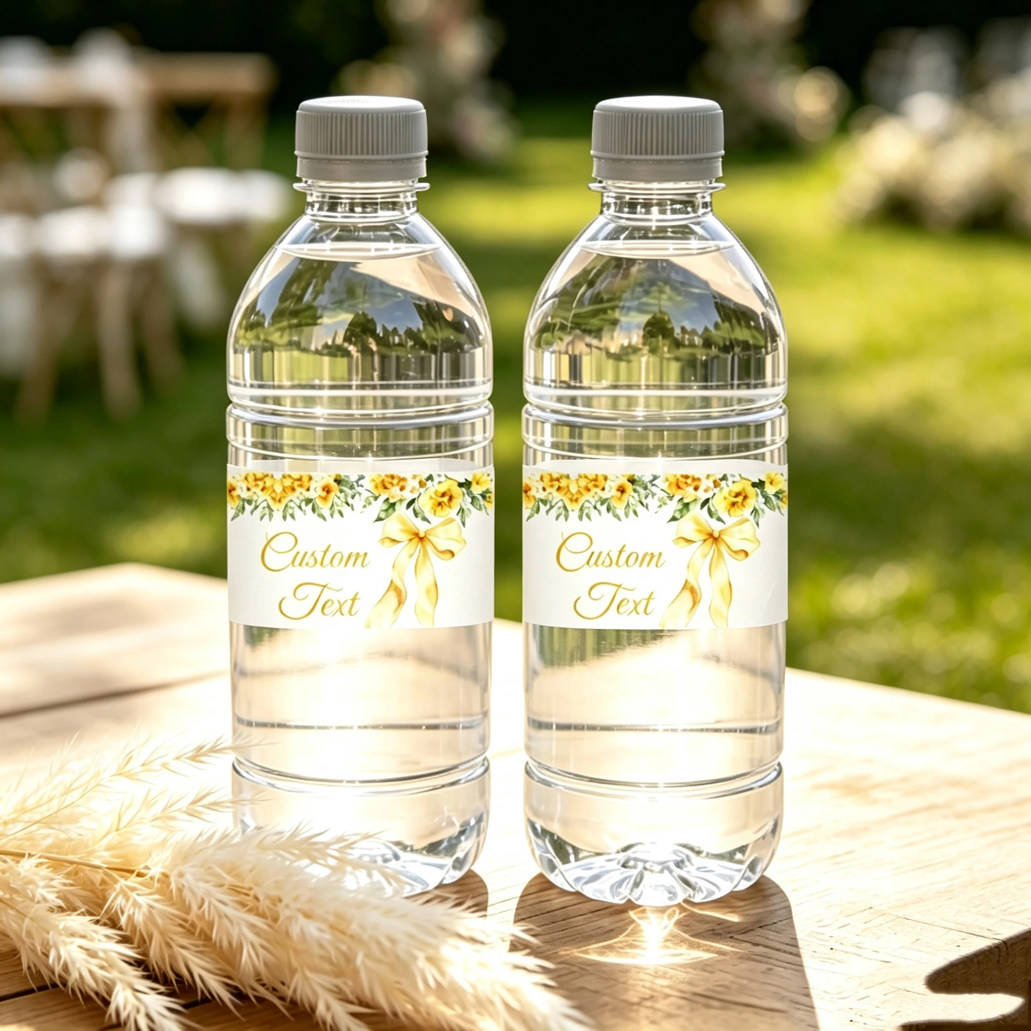 1‑60Pcs Custom Stickers Personalized Water Bottle Labels with Text & Image Wedding Banquet Birthday Decor for Newlyweds