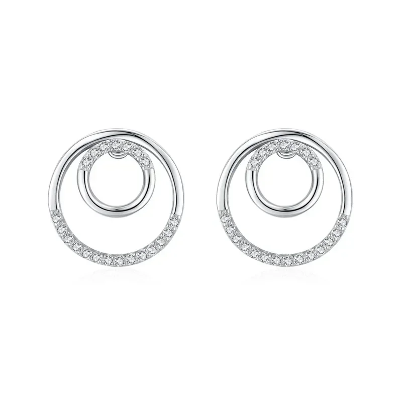 

SPE13 Versatile Dazzling Circle Stud Earrings with Crystal Cubic Zirconia Minimalist for Teens Women's Jewelry