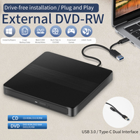 2 in 1 USB 3.0 Type C External DVD RW CD Writer Slim Drive Burner Reader Player Optical Drives For Laptop PC Portable DVD Burner