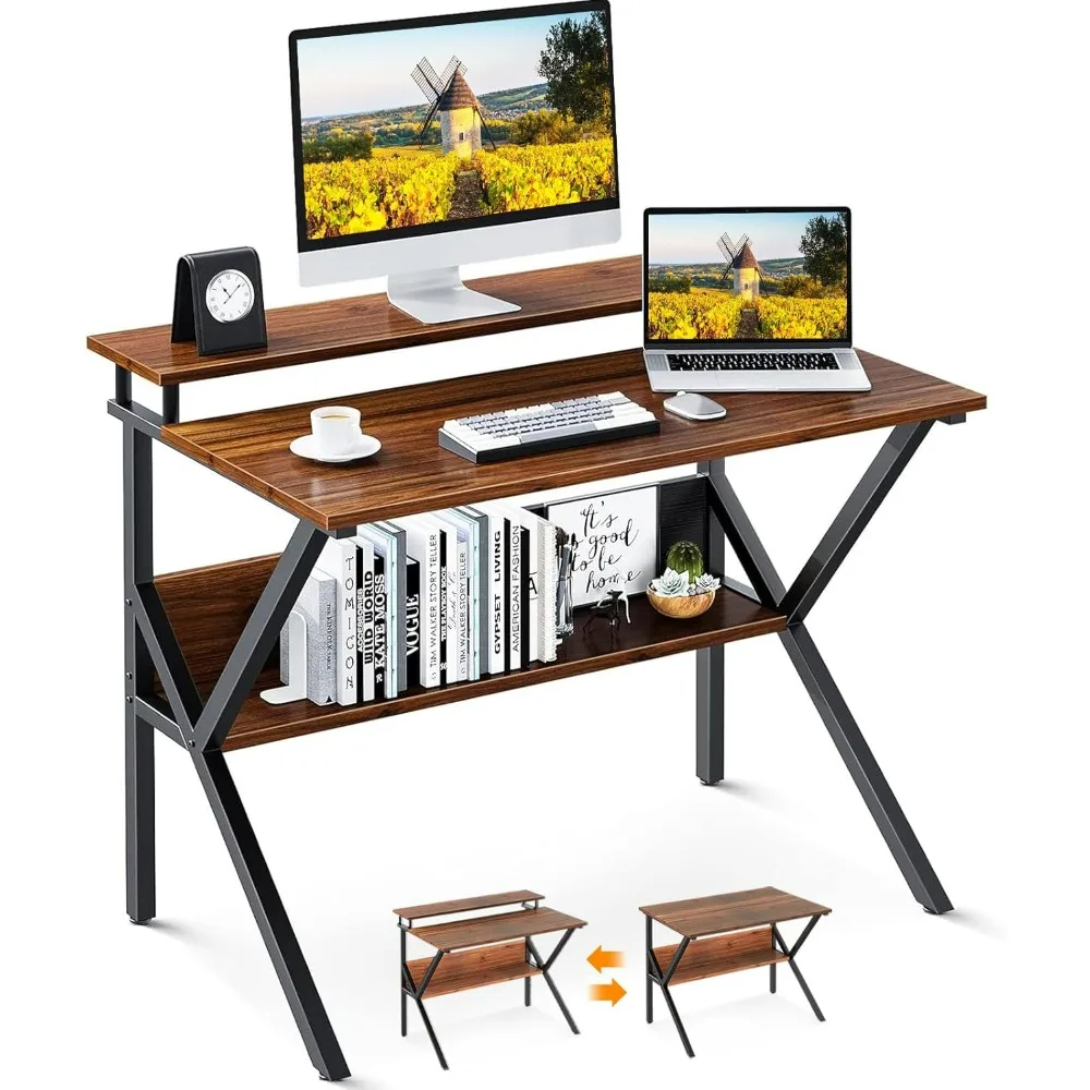 

Small Desk, 27.5 Inch Small Computer Desk for Small Spaces, Compact Desk with Storage, Tiny Desk Study with Monitor Stand