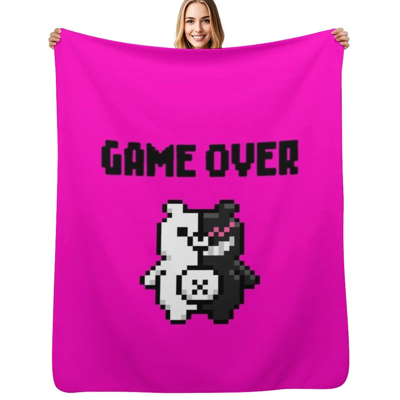 Game Over - Monokuma Throw Blanket Cozy Warm Blanket for Bed Room Decor