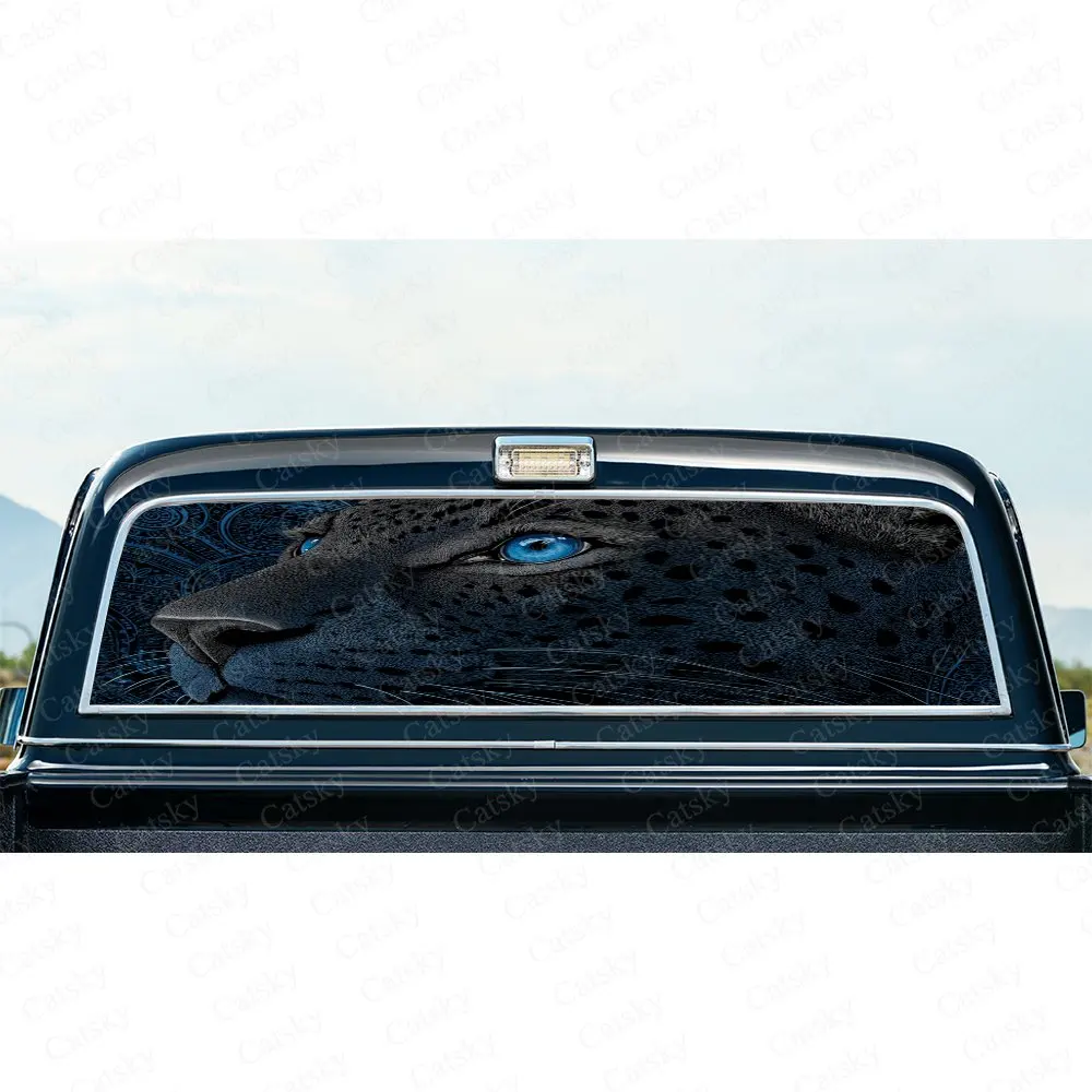 

Noble Leopard with Artistic Textural-Fierce Hybrid Background Art Decal,Car Rear Window Sticker, Waterproof Self-Adhesive PVC Gr