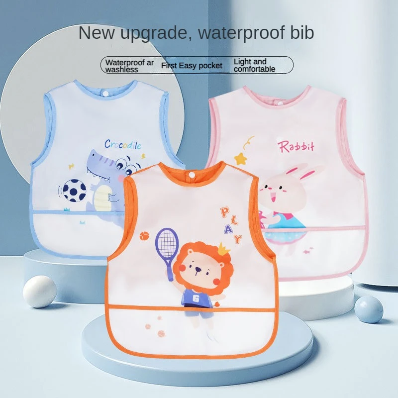 

New Summer Cartoon Baby Bib Thin Waterproof Dirt Proof Sleeveless Wrap for Girl and Boy Infants Young Children Feeding Pinny