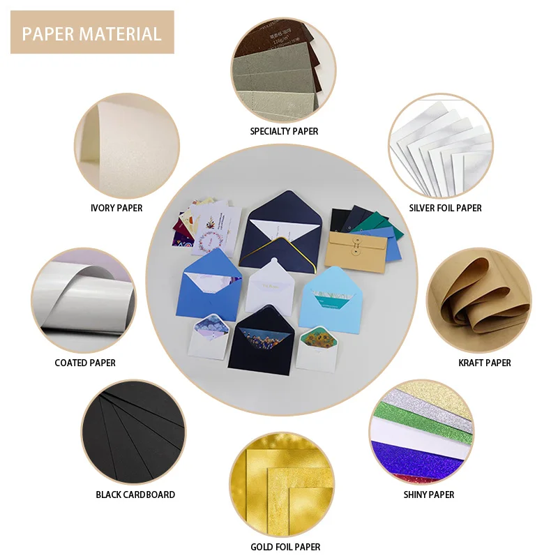 custom.Factory Supplier Handmade Foil Paper Wedding Invitations Envelopes New Wallet Envelope Gifts