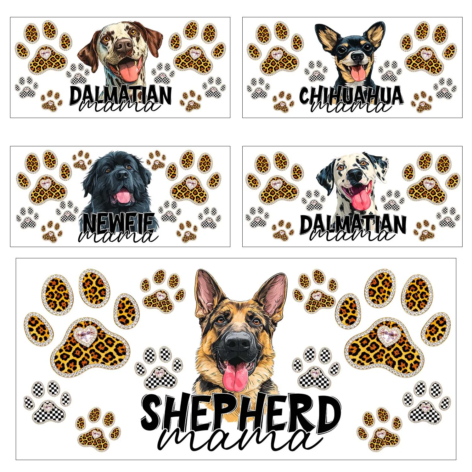 1/5pcs Cute Puppy Dogs Style UV DTF Sticker DIY Decals 3D transfer uvdtf tumbler sticker 16oz uv dtf cup wrap