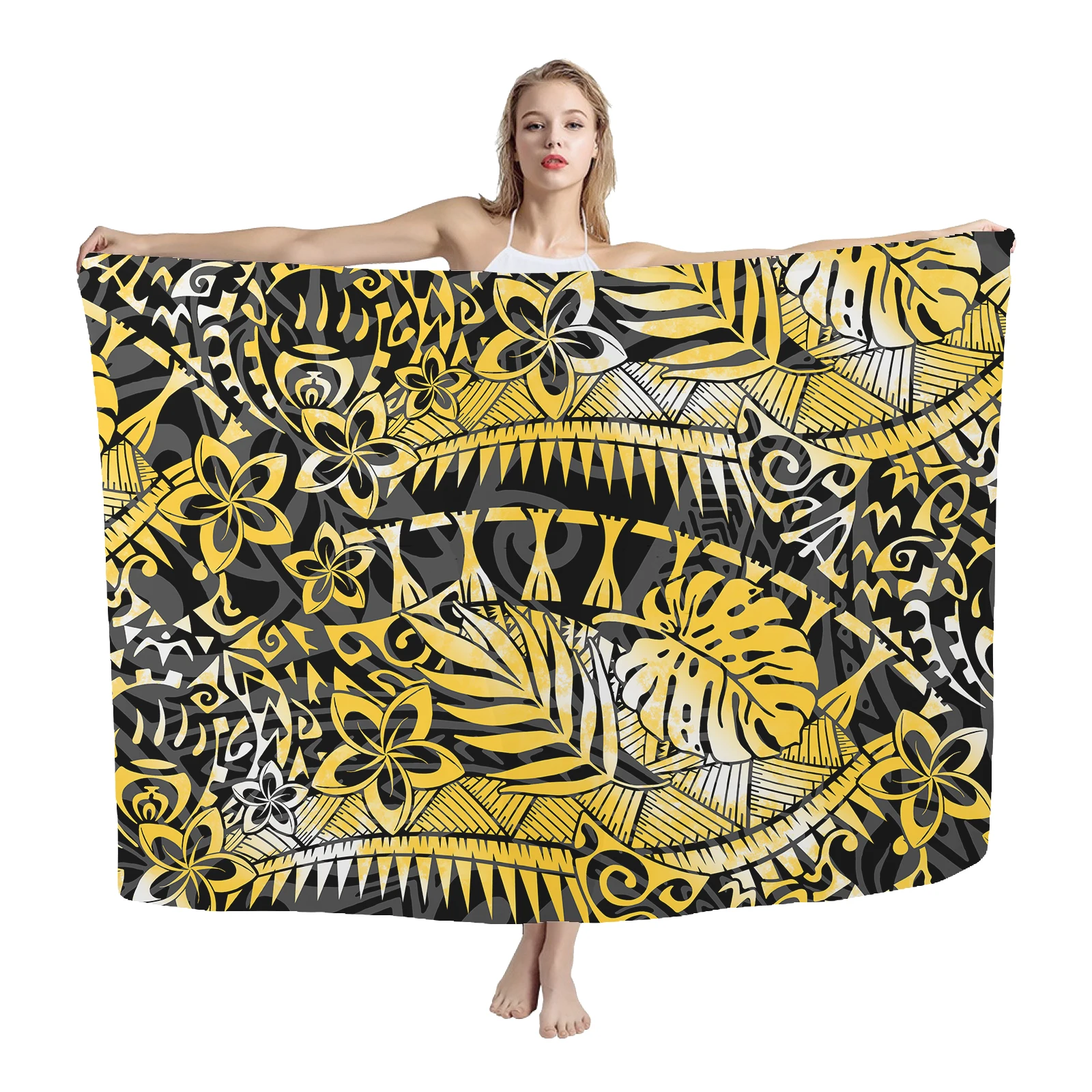 Summer Custom Sarong Rugby Team LOGO Polynesian Tribes Print Multi Wear Beach Sarong Swimsuit Wrap Lavalava Sarong Men Cover