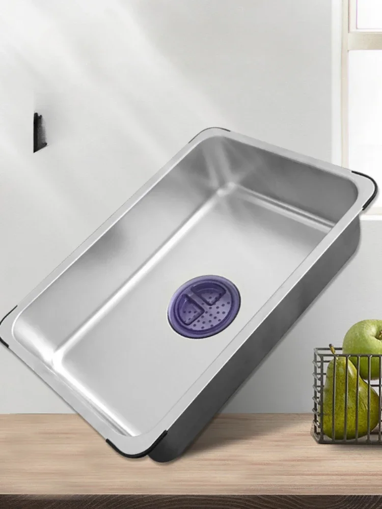 Metal Multi-purpose Dish Tub for Sink Stainless Steel basin within basin Washing-up Bowl Wash Bucket Basket for Kitchen