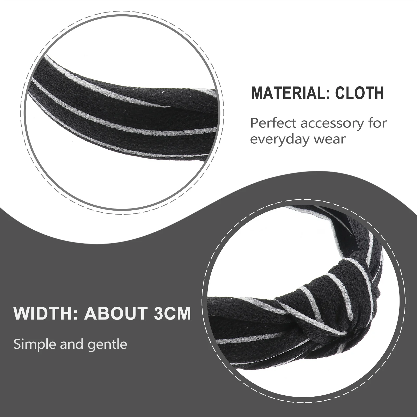 

3Pcs Women Charming Stripe Cross Knot Hairband Elegant Head Accessories for Parties Celebrations Women Hairband