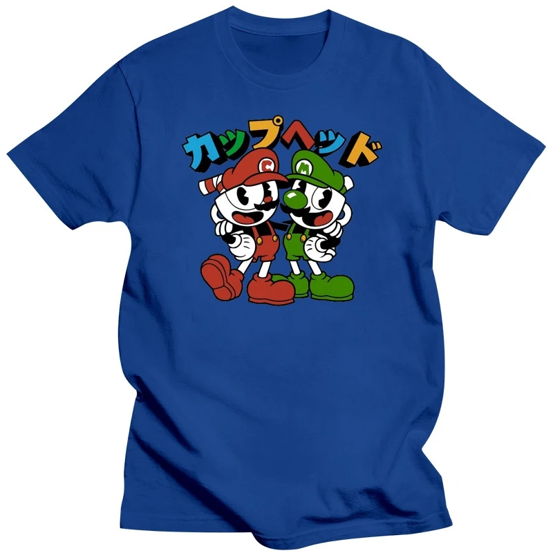 Mens T-shirt Cartoon Fun T-shirt Cuphead Bros T Shirt