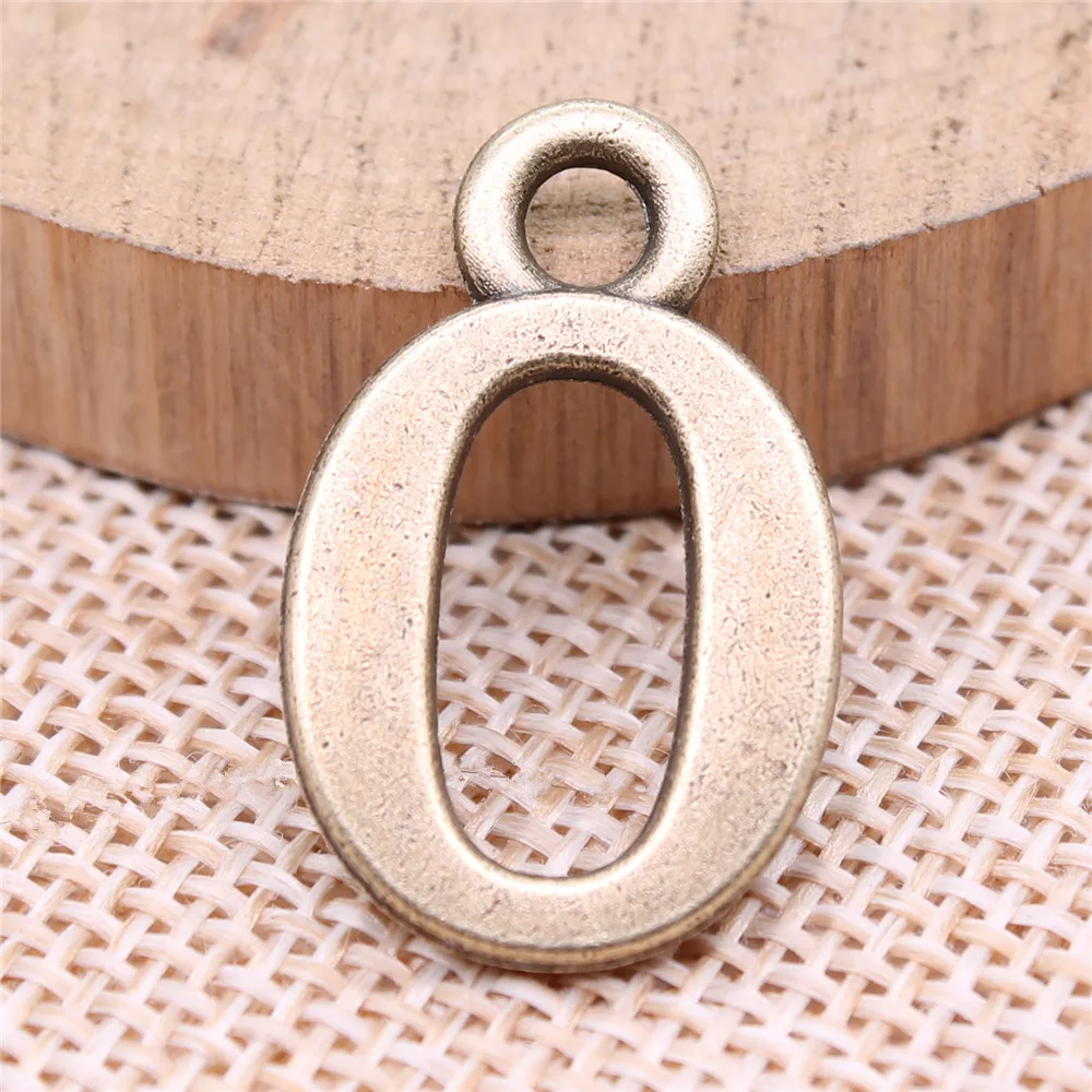 10pcs 26x16mm Antique Bronze Color Number 0~9 Charms Pendant Vintage Jewelry Making
