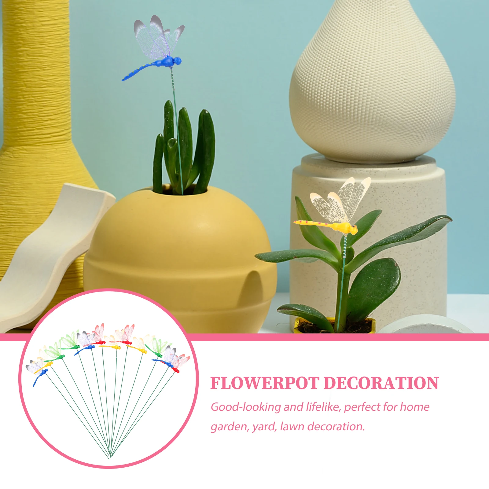 

12 Pcs Decoration Lightweight Garden Dragonfly Sticks for Garden Dragonfly Stick Yard Lawn Pot Outdoor Stake Decor