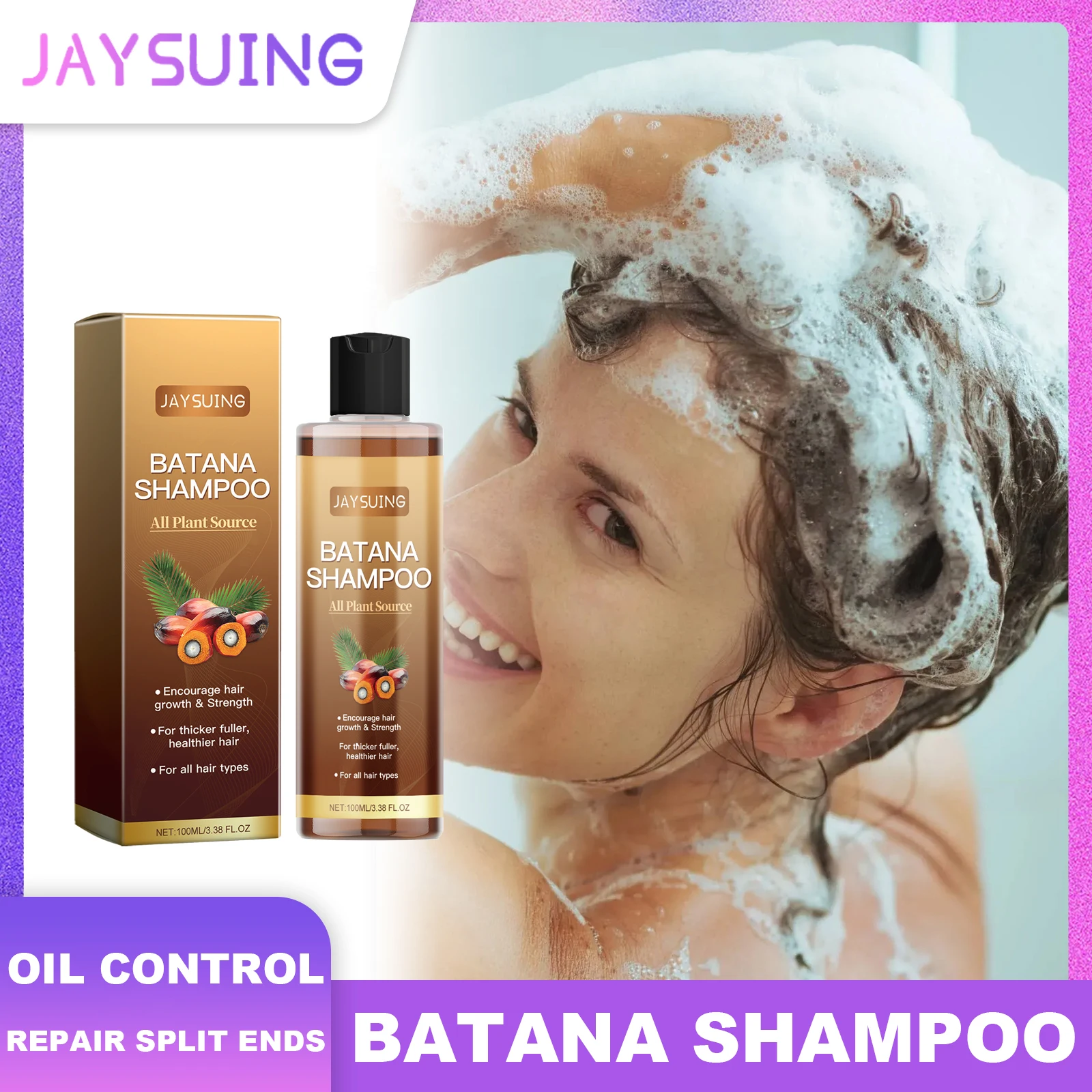 

Jaysuing Batana Shampoo Scalp Cleansing Repair Split Ends Frizzy Damage Moisturize Refresh Smooth Shiny Keratin Mask Serum