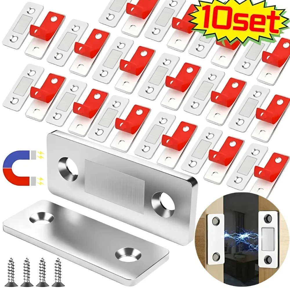 10/1Set Self Adhesive Magnetic Cabinet Catches Invisible Magnets Door Stopper Patch Furniture Drawer Window Door Closer Latch